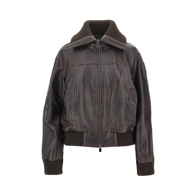 washed leather bomber jacket