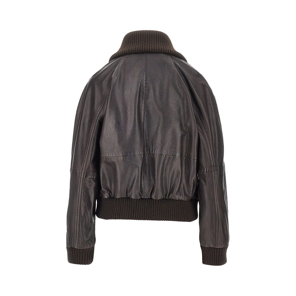 washed leather bomber jacket
