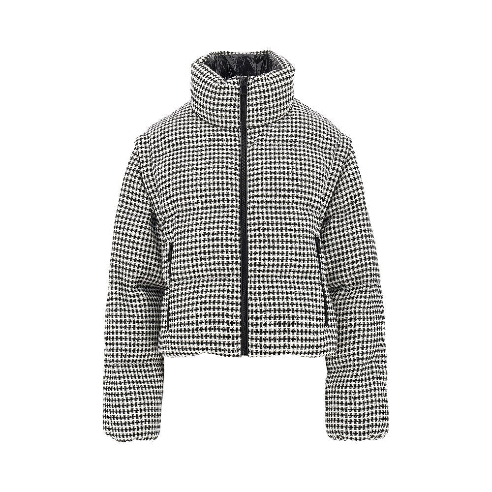 tweed down jacket with detachable sleeves