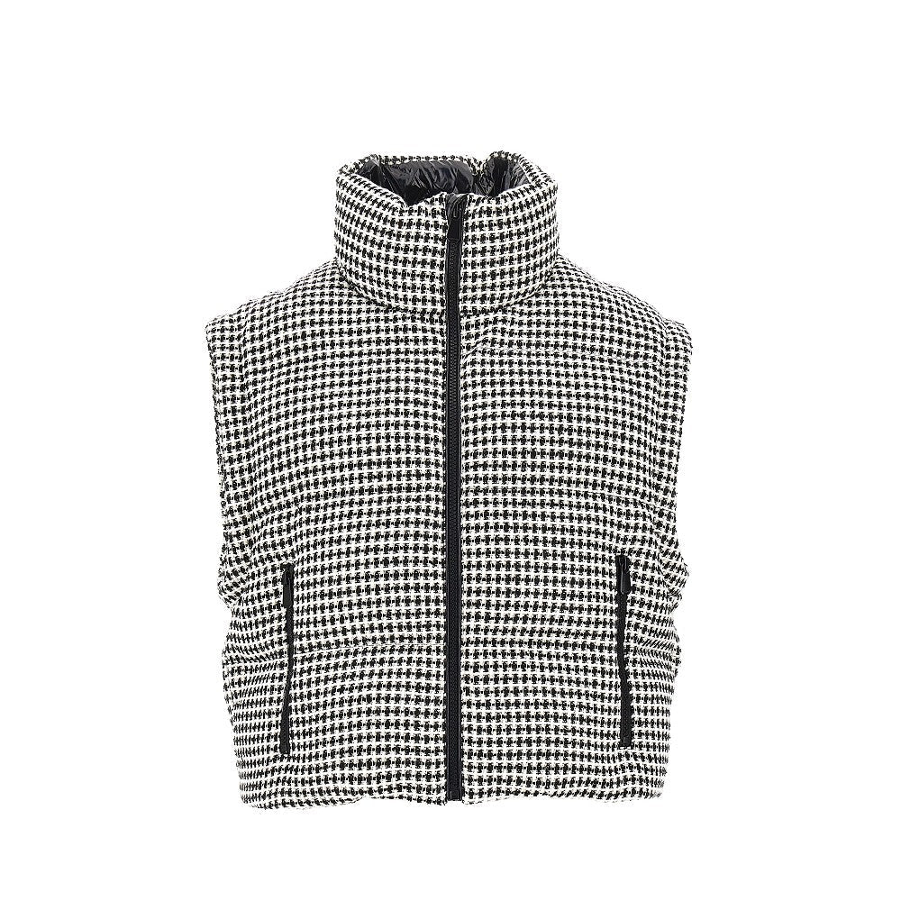 tweed down jacket with detachable sleeves