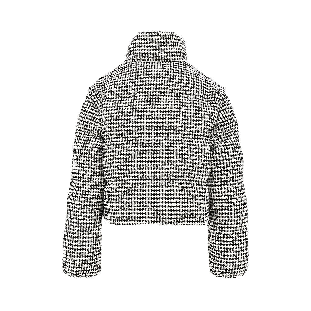 tweed down jacket with detachable sleeves