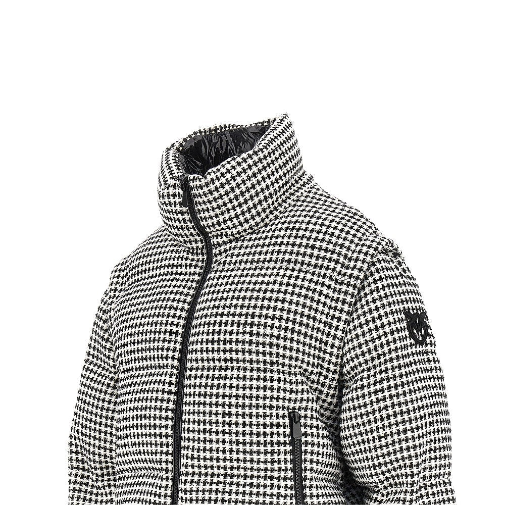 tweed down jacket with detachable sleeves