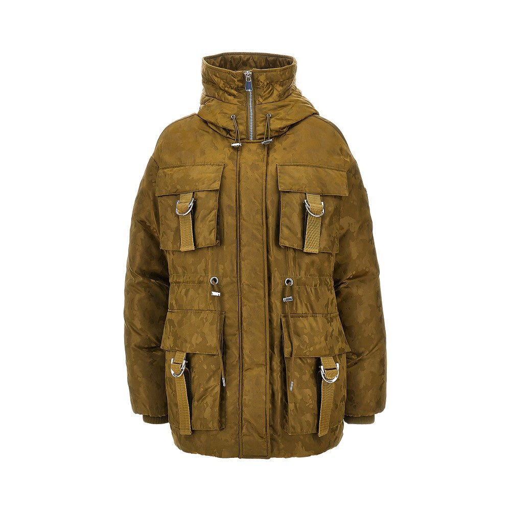 camouflage technical satin down jacket