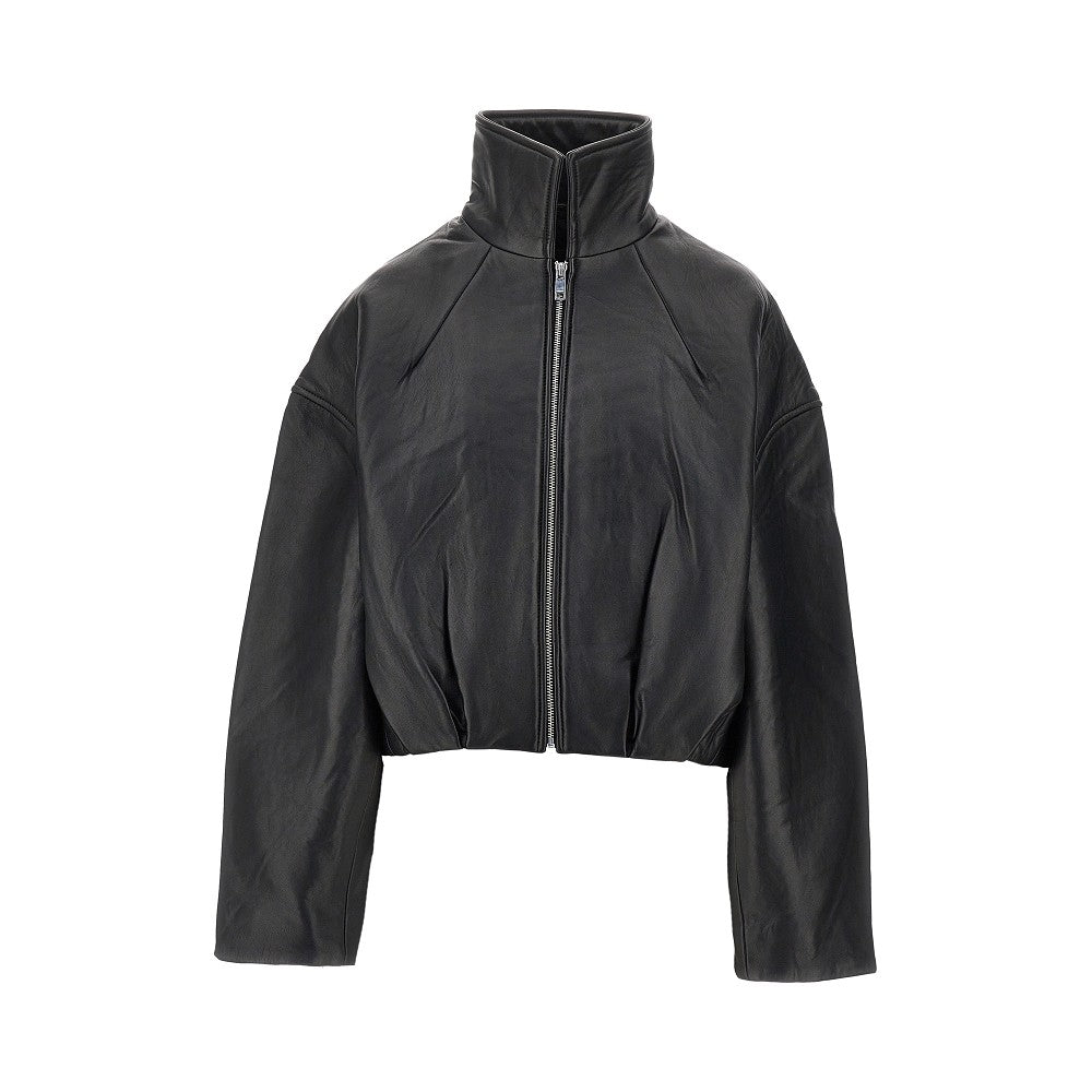 leather boxy jacket