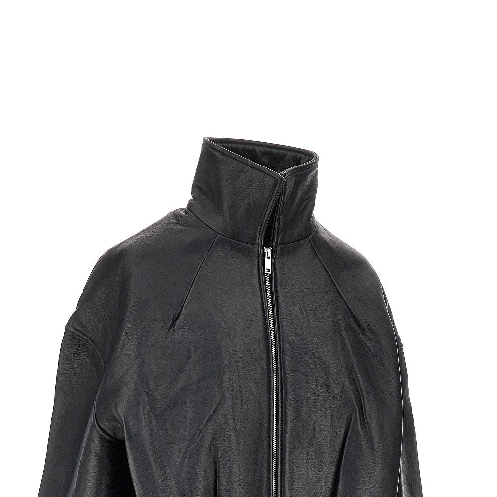 leather boxy jacket