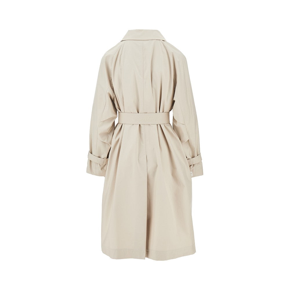 twill double-breasted trench coat with belt