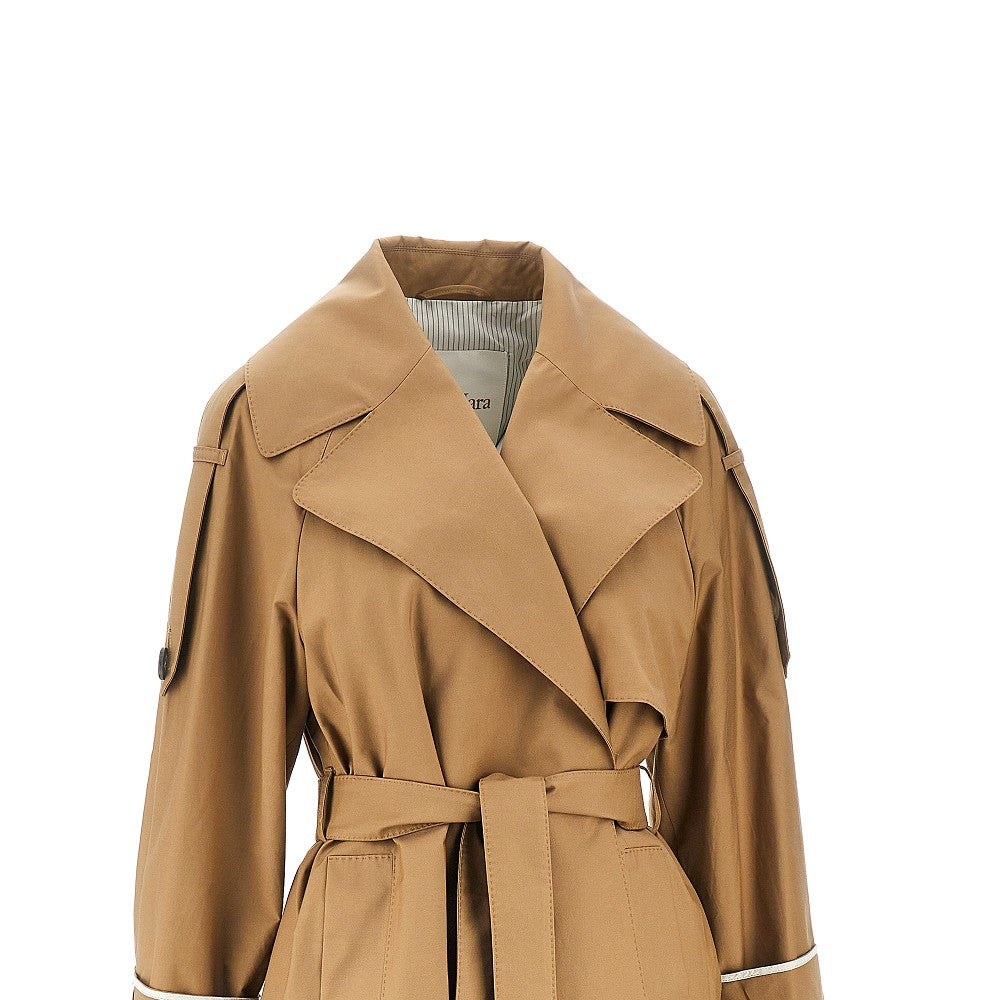 anti-drop twill trench coat with belt