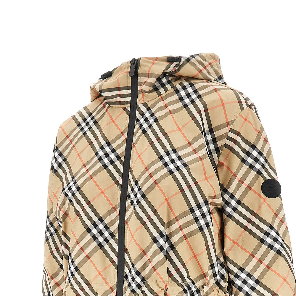 BURBERRY M check nylon hooded jacket