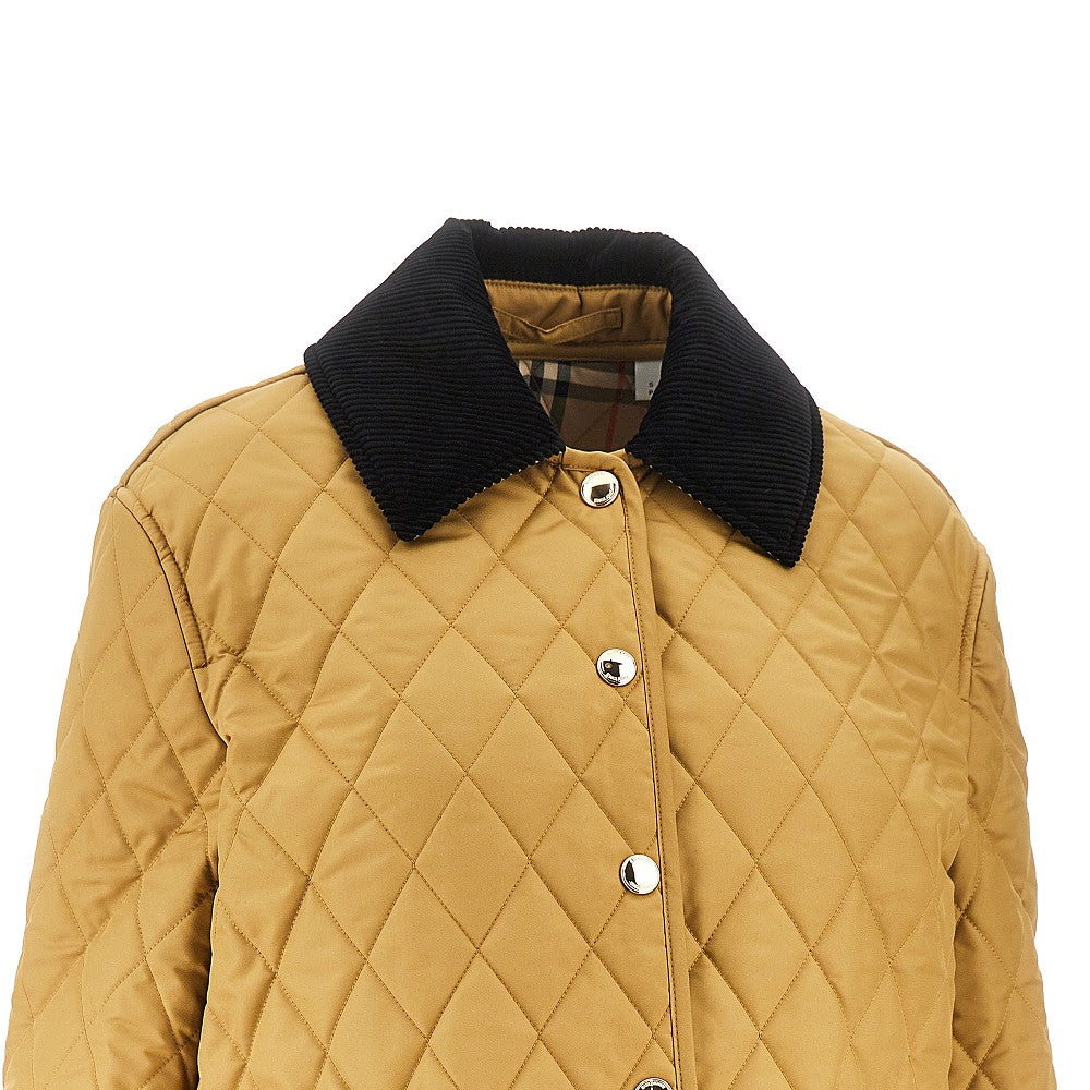 quilted jacket with logo embroidery