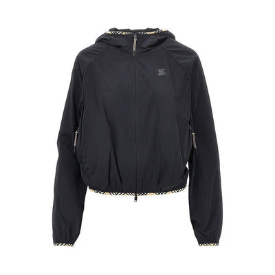 stretch nylon hooded jacket