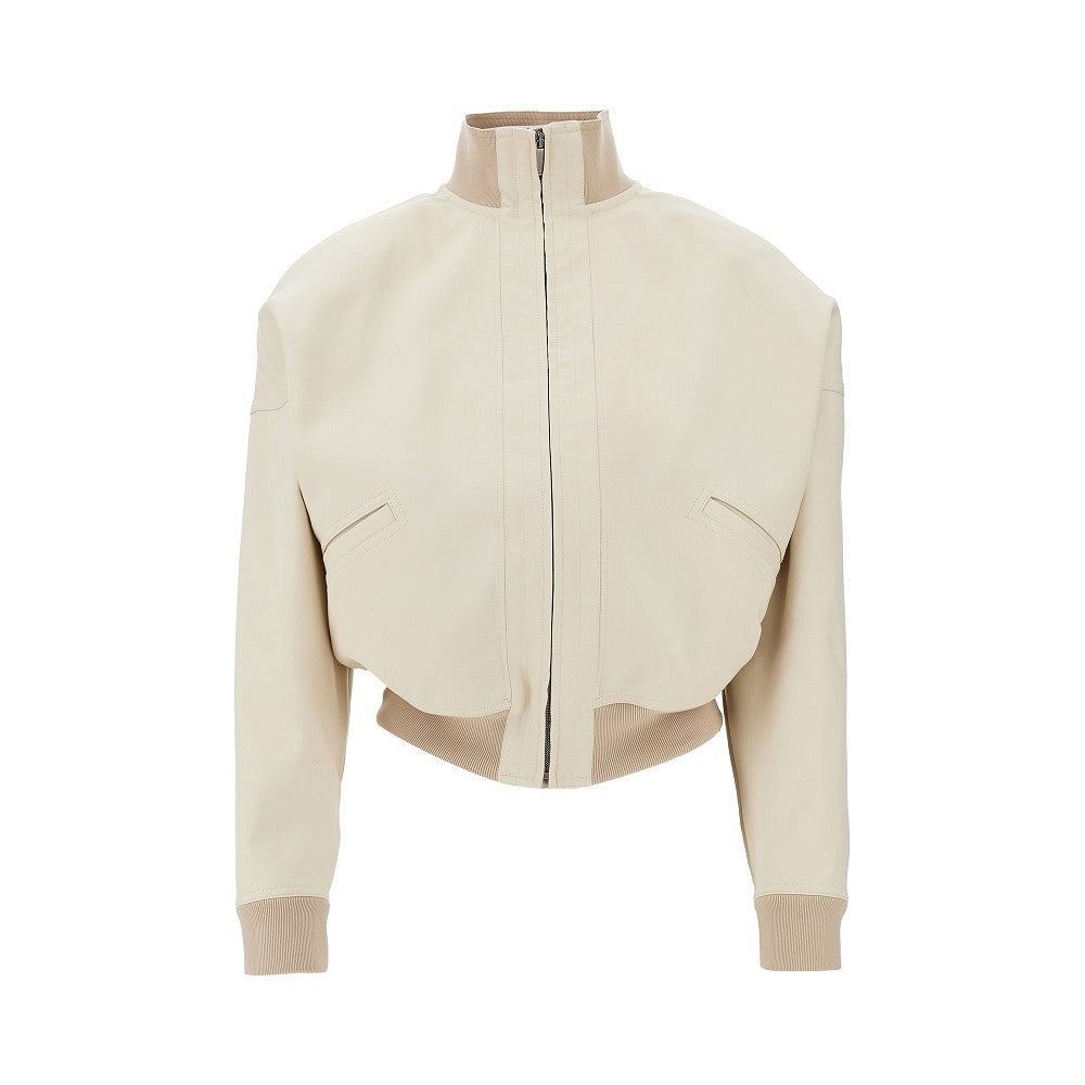 oversized shoulders cotton bomber jacket