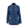 denim jacket with v gold details