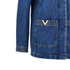 denim jacket with v gold details