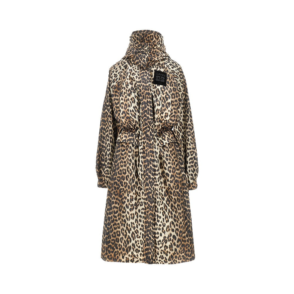 GANNI 36 leopard-print nylon parka coat