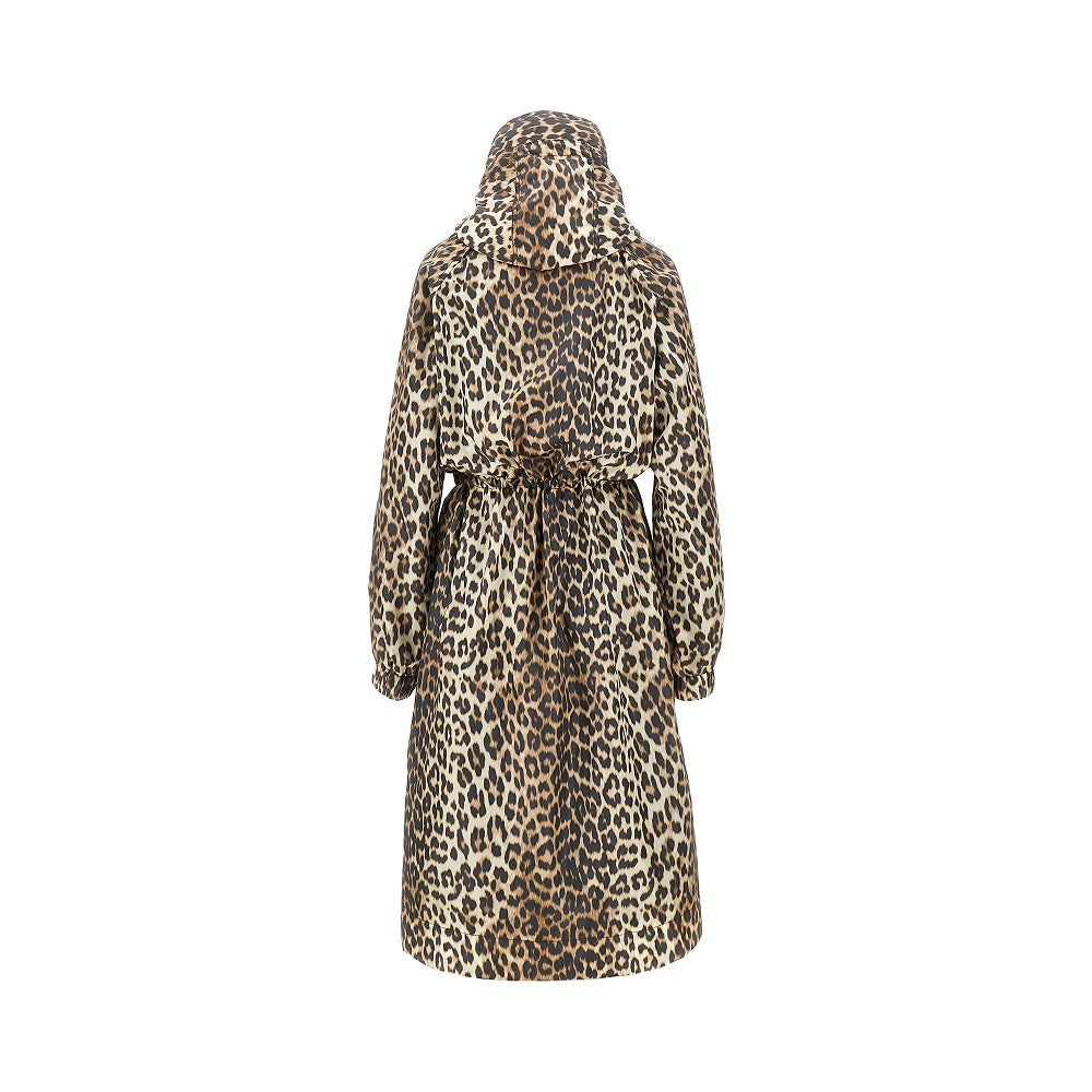 GANNI 36 leopard-print nylon parka coat