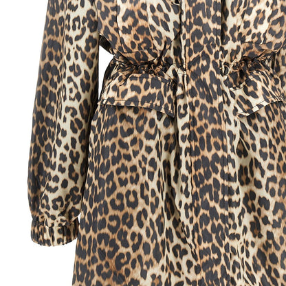 GANNI 36 leopard-print nylon parka coat