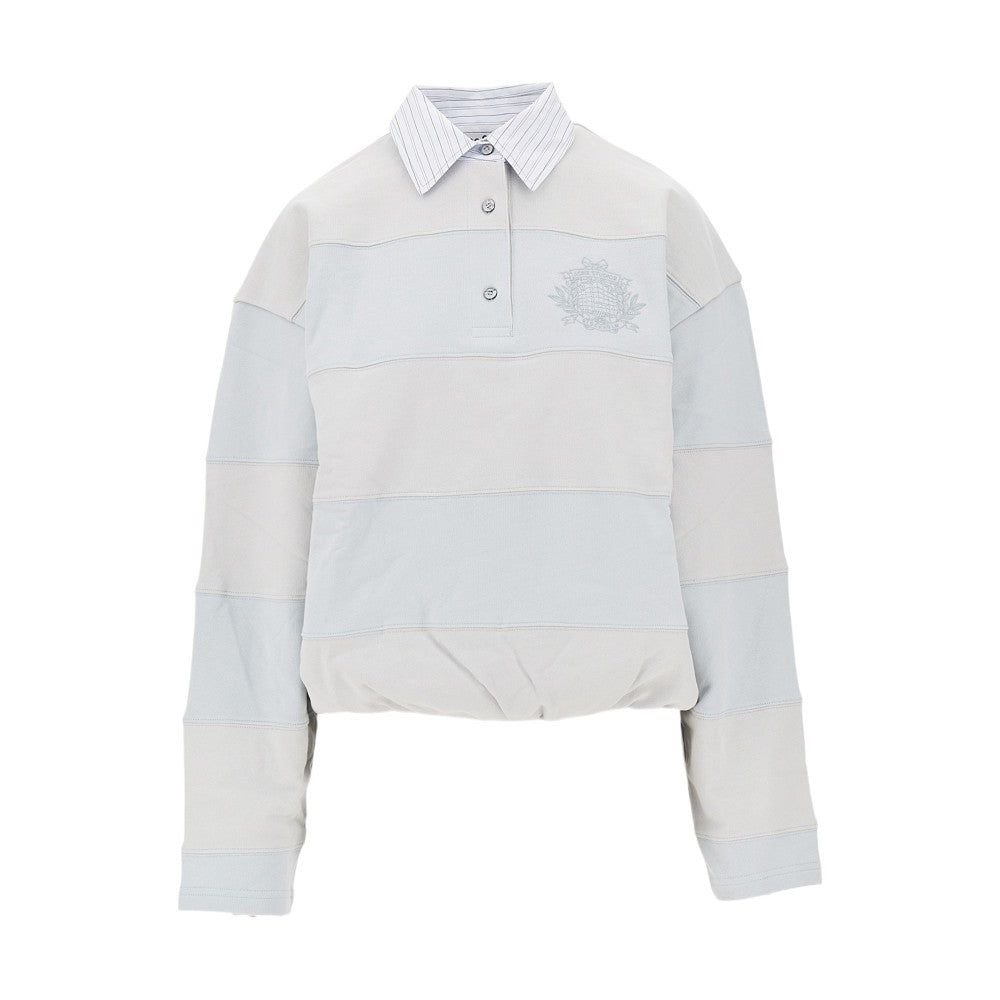 cotton sweatshirt with collar and embroidery