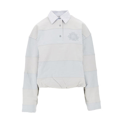 cotton sweatshirt with collar and embroidery