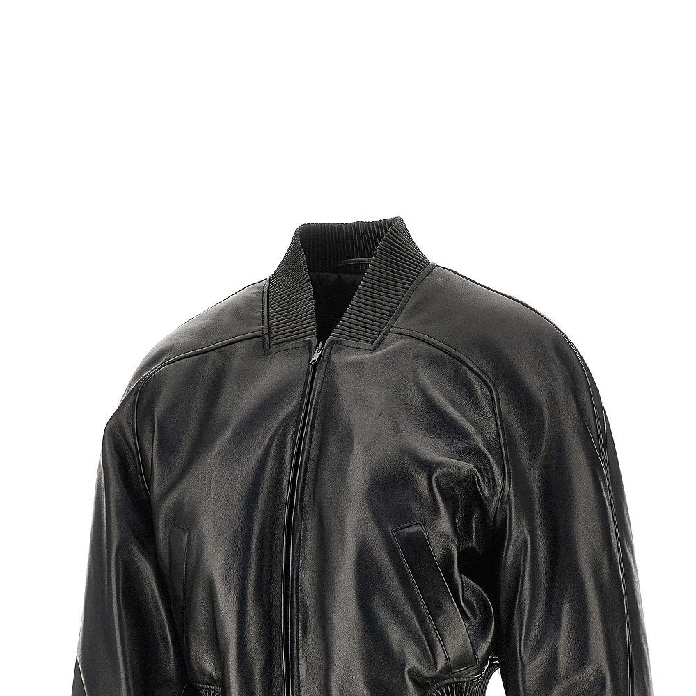 nappa leather shrunk bomber jacket