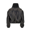 nappa leather jacket with rib knit collar