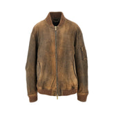 GOLDEN GOOSE M vintage-effect leather bomber jacket