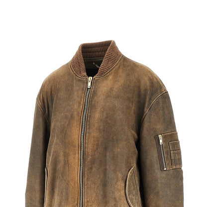 GOLDEN GOOSE M vintage-effect leather bomber jacket