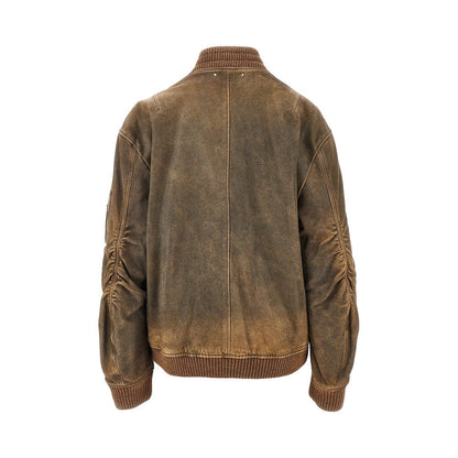 GOLDEN GOOSE M vintage-effect leather bomber jacket