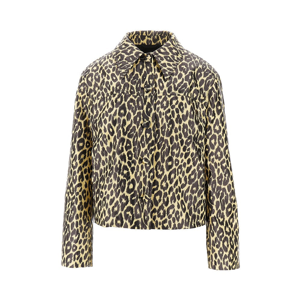 JIL SANDER 36 leopard print coated linen jacket