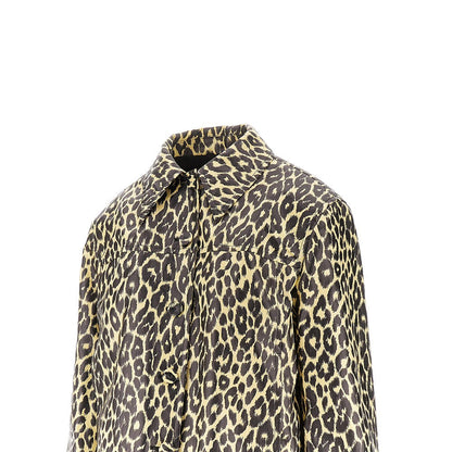 JIL SANDER 36 leopard print coated linen jacket