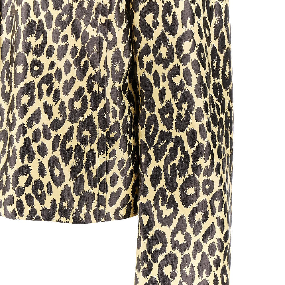 JIL SANDER 36 leopard print coated linen jacket