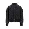diamond-quilted twill padded bomber jacket
