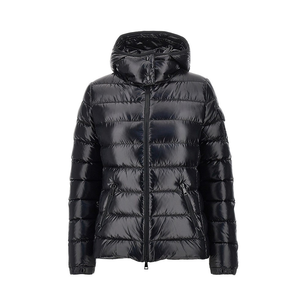 padded nylon downjacket with logo patch