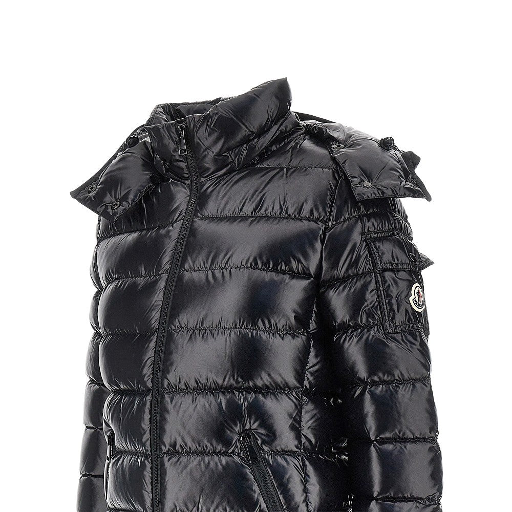 padded nylon downjacket with logo patch