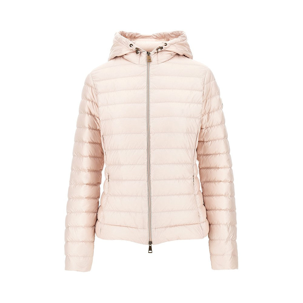 padded nylon downjacket with logo patch