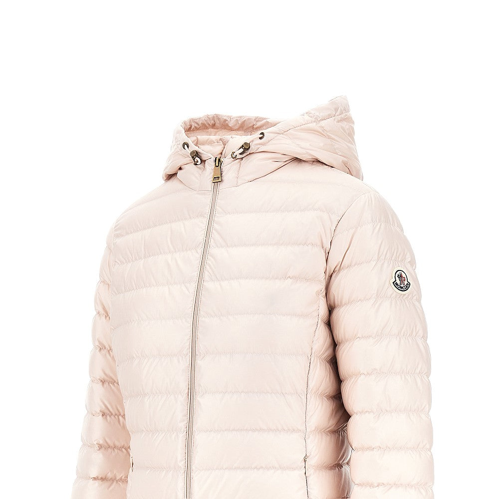 padded nylon downjacket with logo patch
