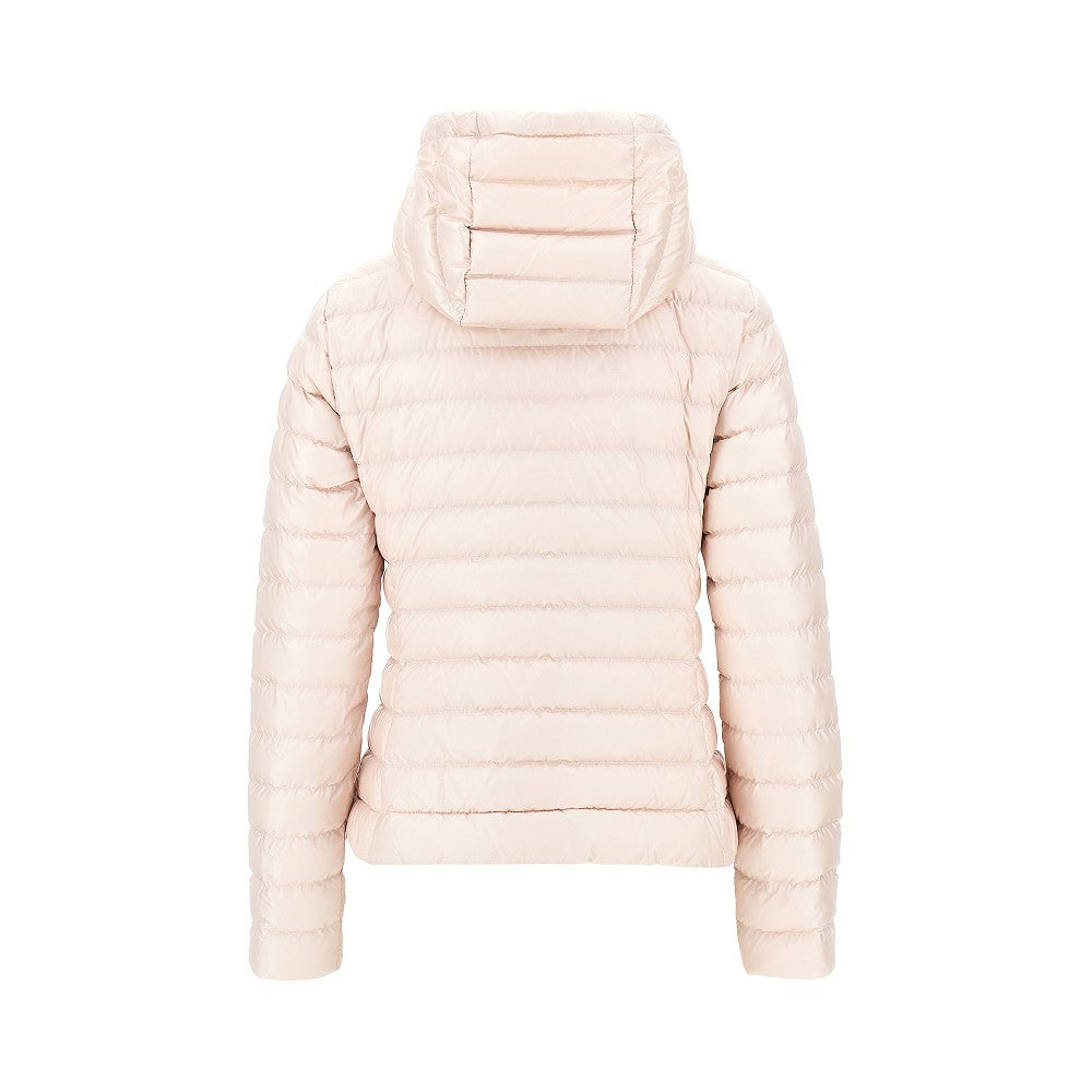 padded nylon downjacket with logo patch