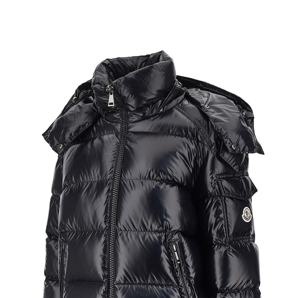 padded nylon downjacket with logo patch