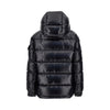 padded nylon downjacket with logo patch
