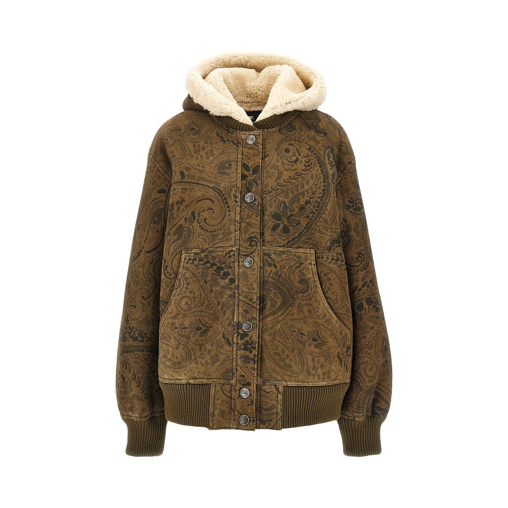 ETRO 40 leather jacket with paisley motif