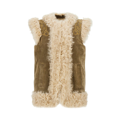 leather vest with paisley emrboidery