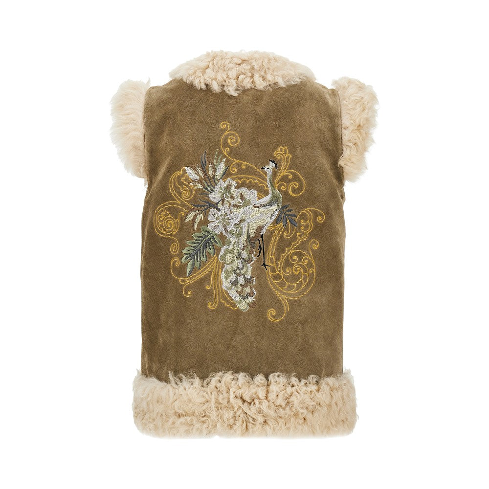 leather vest with paisley emrboidery