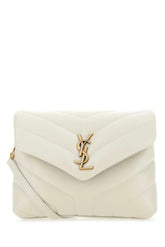 SAINT LAURENT Loulou Toy White Leather Shoulder Bag