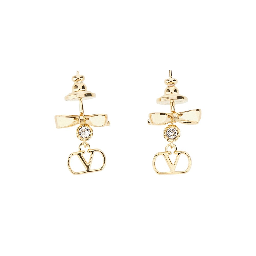 VALENTINO GARAVANI OS bow vlogo signature earrings with swarovski