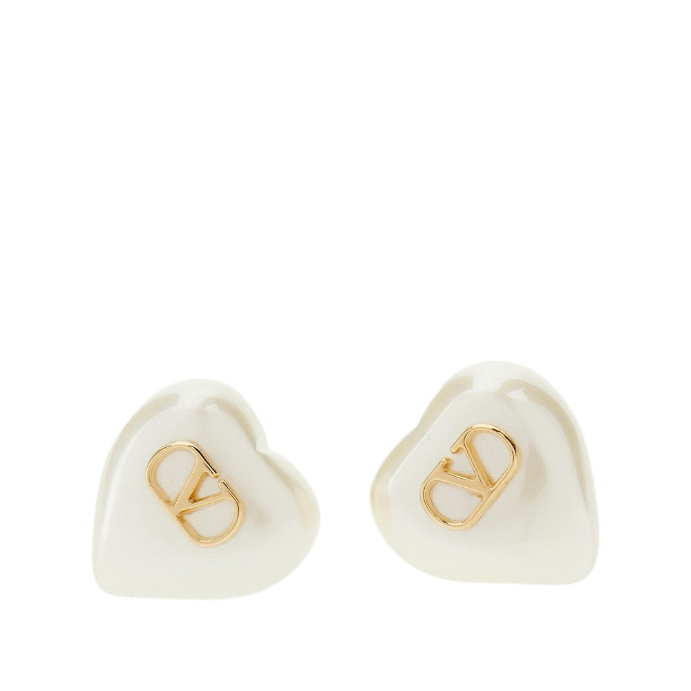 VALENTINO GARAVANI OS heart-shaped pearl vlogo signature earrings