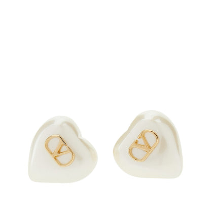 VALENTINO GARAVANI OS heart-shaped pearl vlogo signature earrings