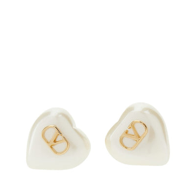 VALENTINO GARAVANI OS heart-shaped pearl vlogo signature earrings