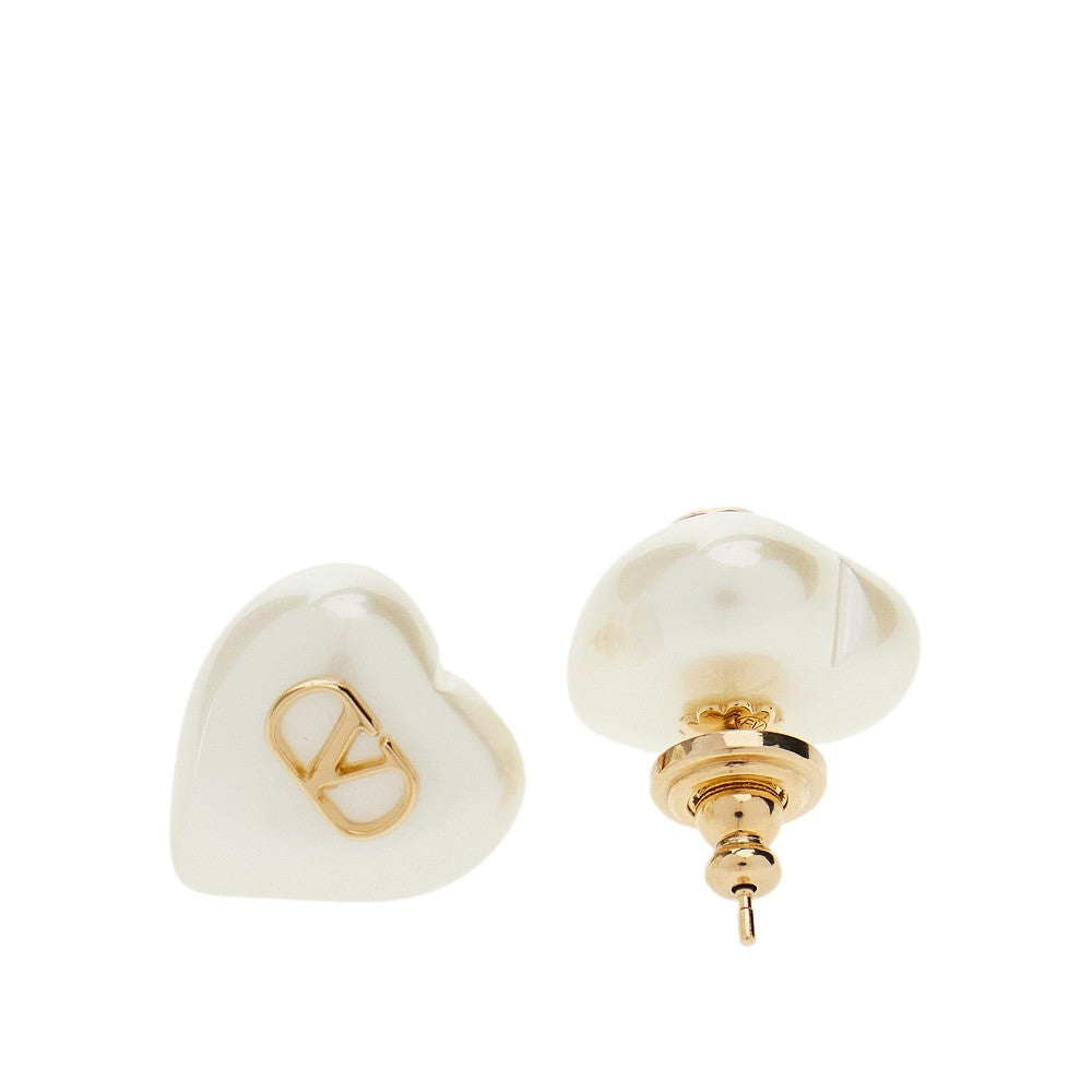 VALENTINO GARAVANI OS heart-shaped pearl vlogo signature earrings
