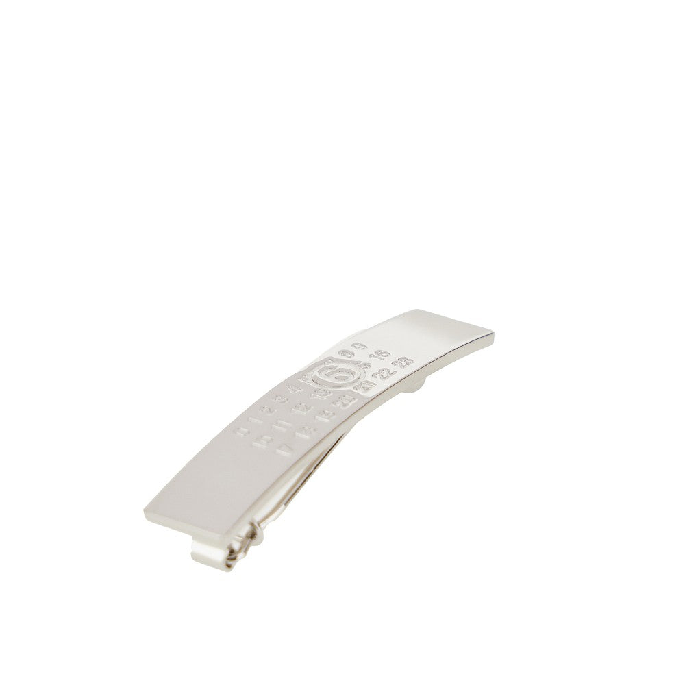MM6 OS engraved logo hair clip