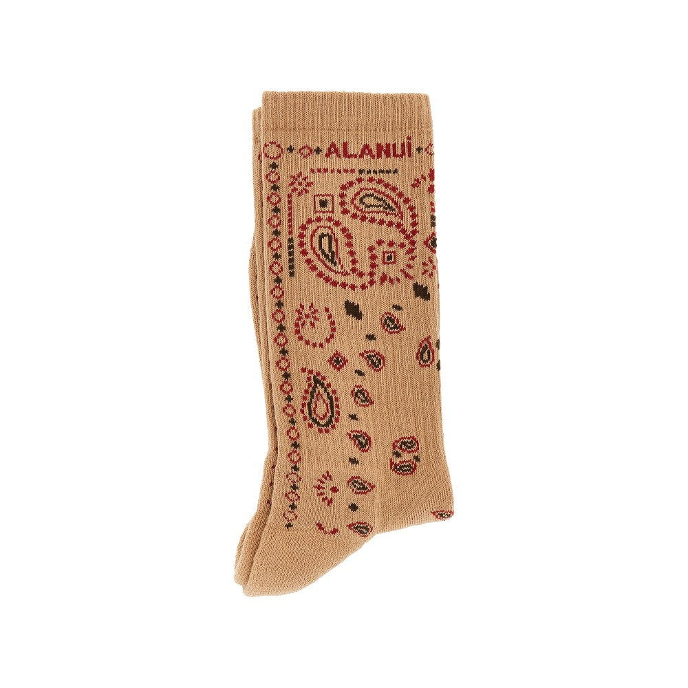 cotton-blend socks with bandana motif