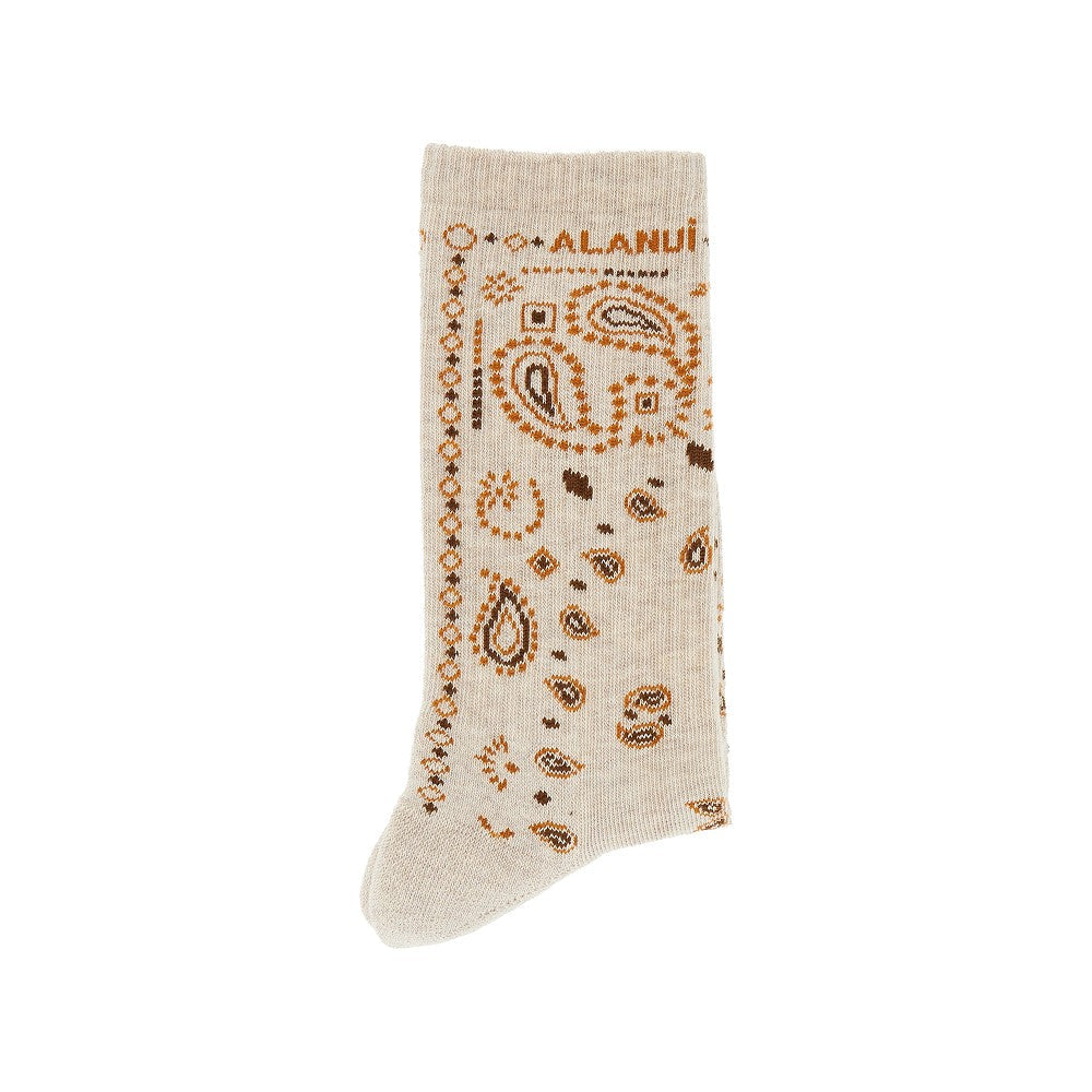cotton-blend socks with bandana motif